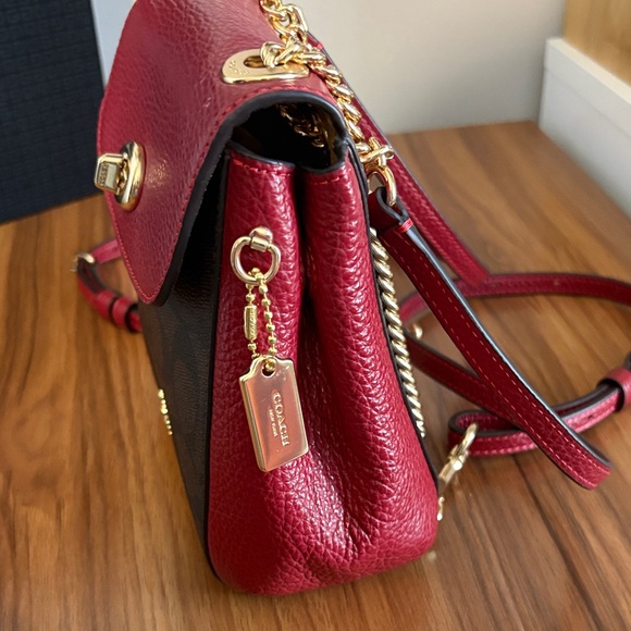 Coach Red and Brown Signature Crossbody Bag/Backpack - Picture 2 of 14